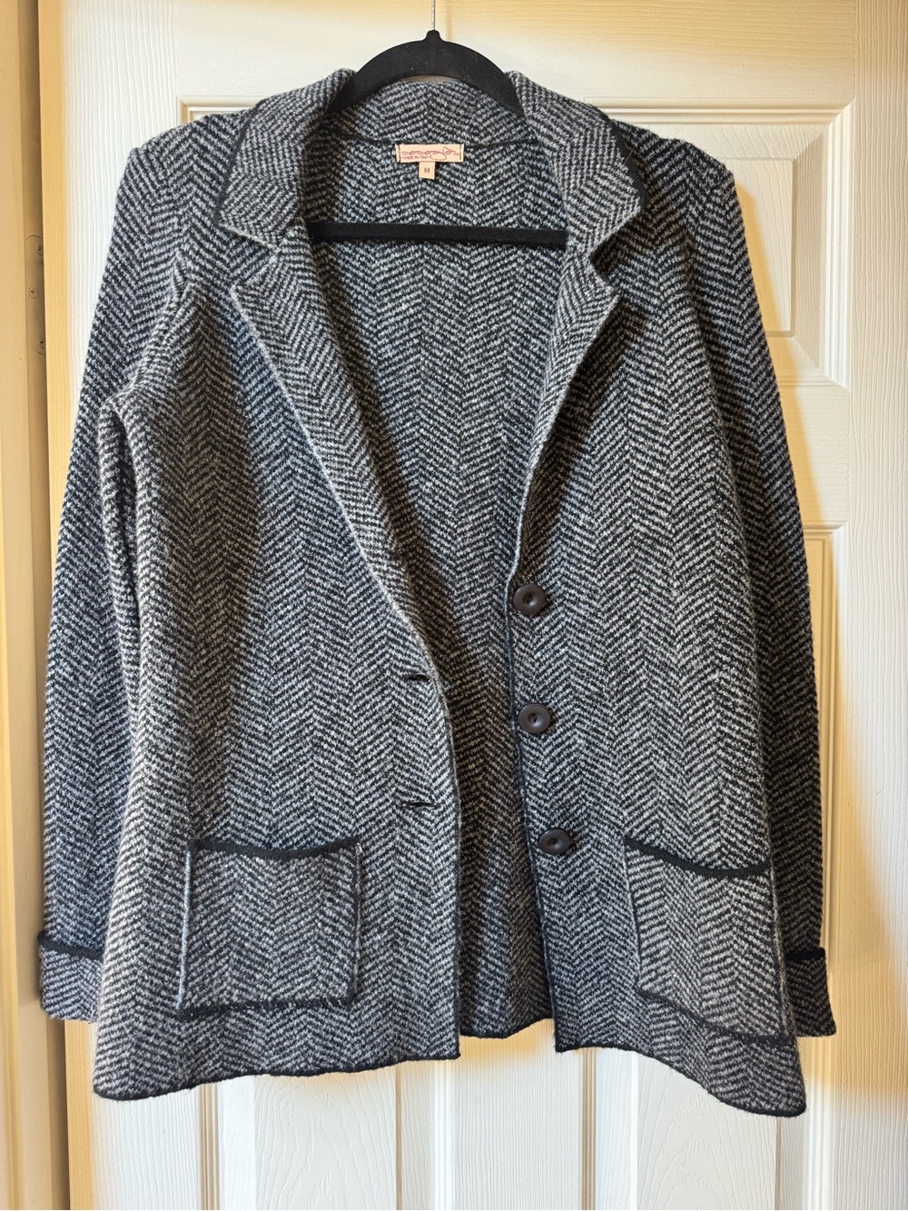 Women's Gray Herringbone Blazer Jacket